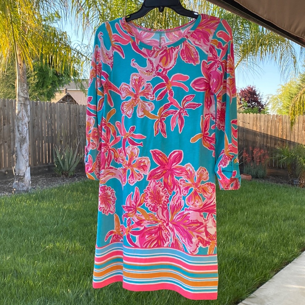 LILY PULITZER Hot Pink Turquoise Blue Dress